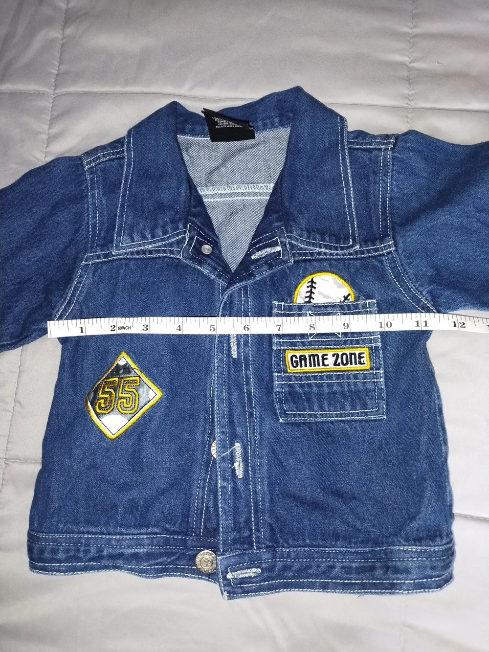 Kids Blue Denim Jacket with Game Zone & 55 Patch